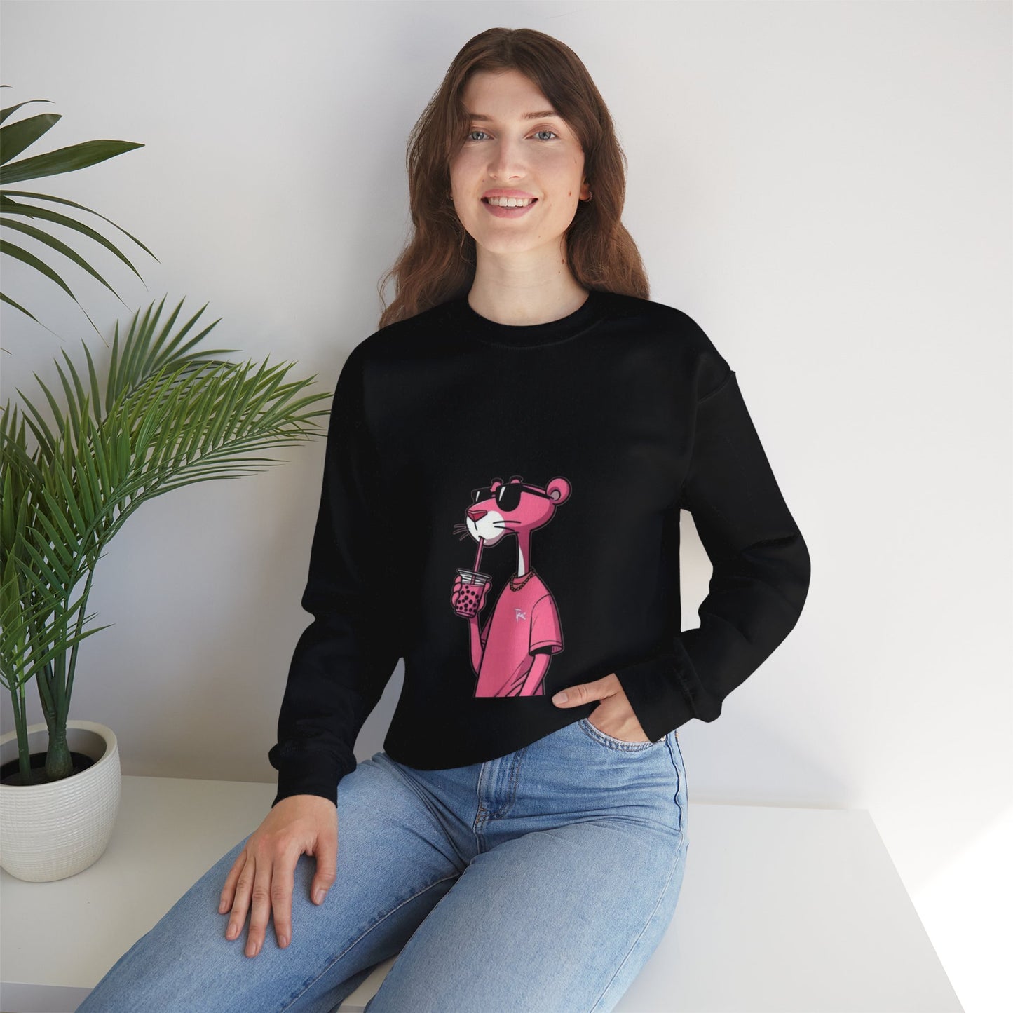 PINK PANTHER Print Sweatshirt - BENJAMINS S / Black