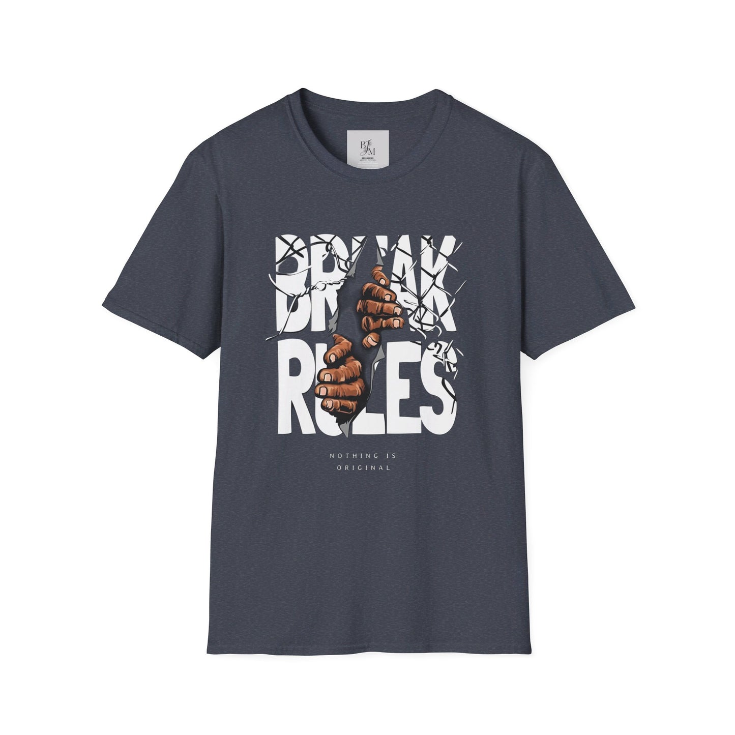 Break Rules Custom T-Shirt - BENJAMINS Heather Navy / S