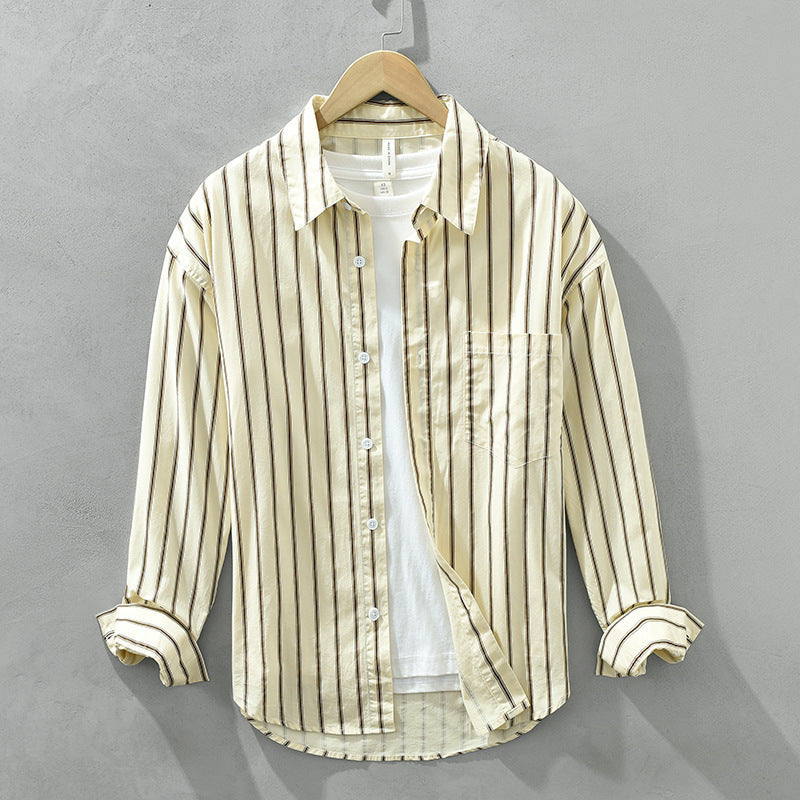 Chic Square Collar Striped Shirt - BENJAMINS Apricot / XL