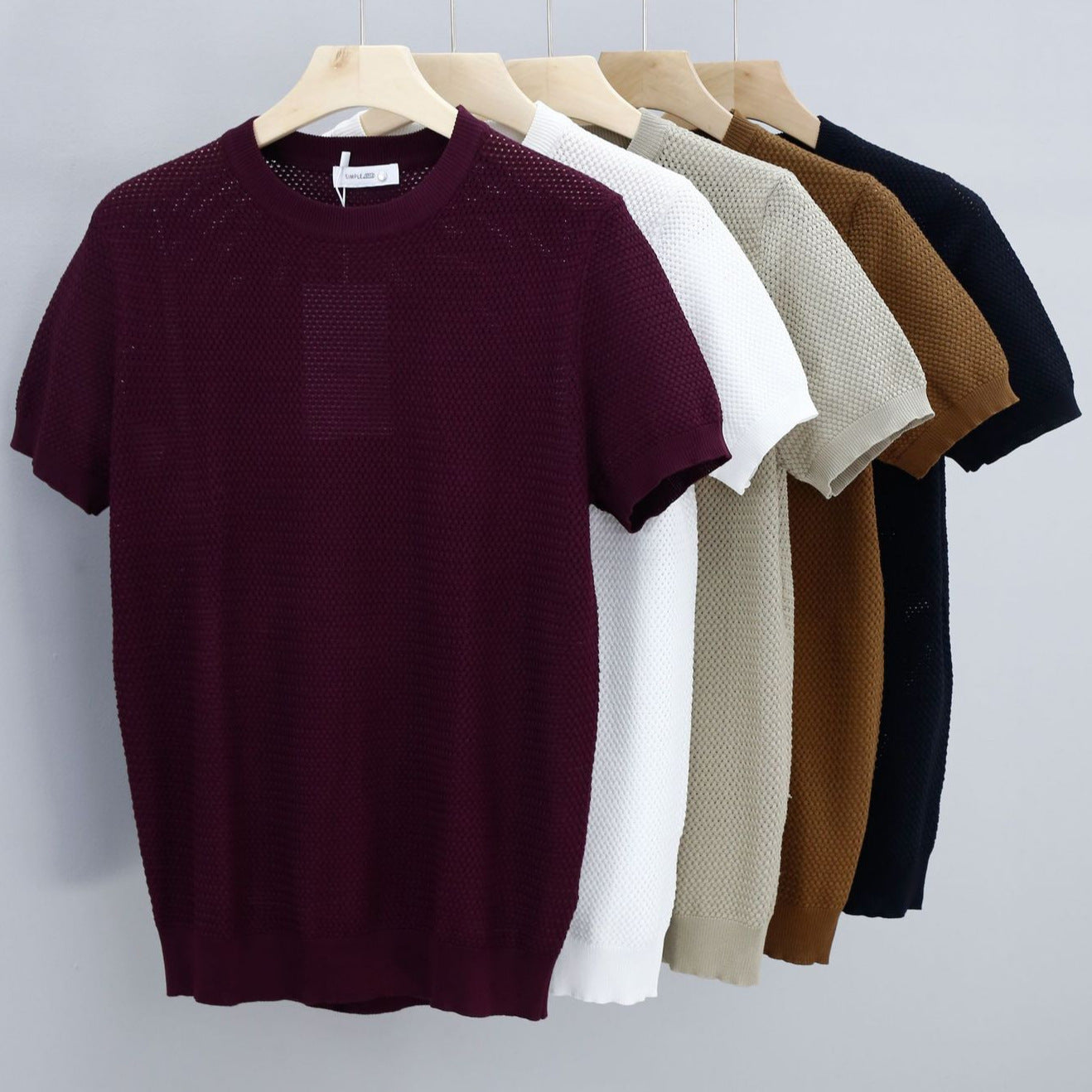 Summer Men's Ice Silk Knitted Round Neck T-shirt - BENJAMINS