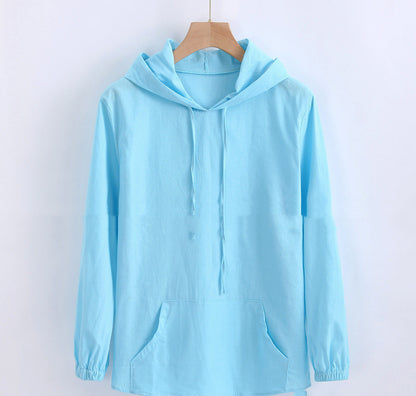 Cotton Linen Hooded Shirt: Stylish Comfort - BENJAMINS Light Blue / L