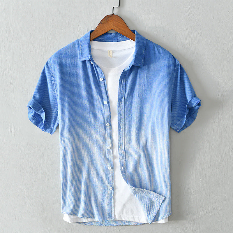 Versatile Men's Casual Striped Breathable Shirt - BENJAMINS Sky Blue / L