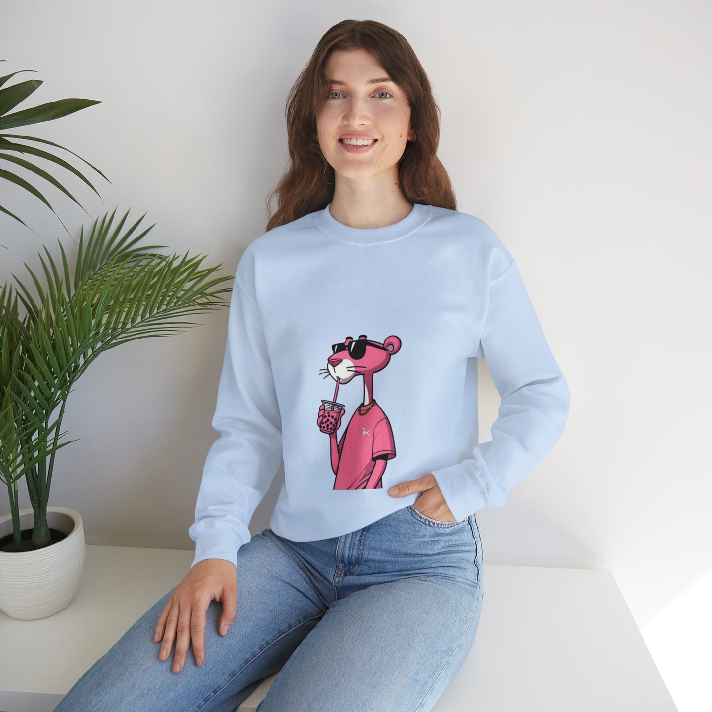 PINK PANTHER Print Sweatshirt - BENJAMINS S / Light Blue