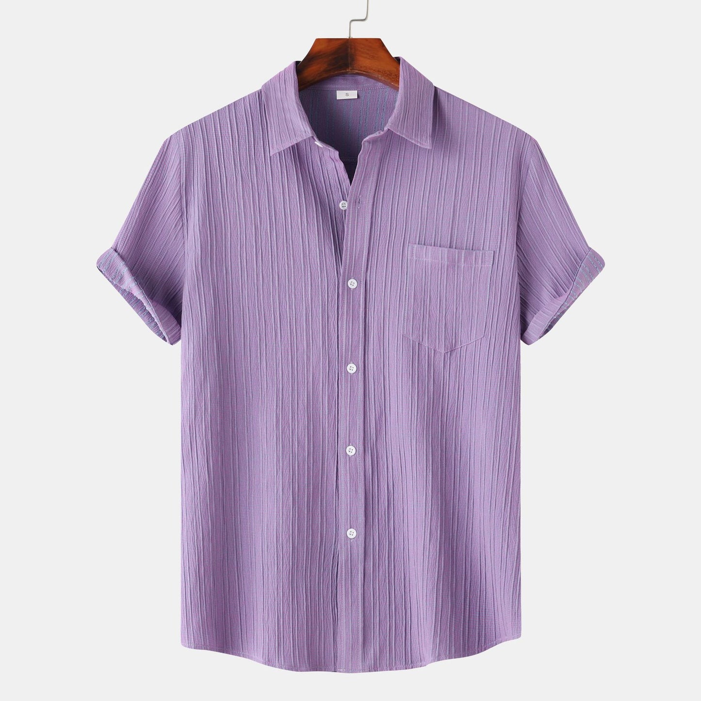 Men's Polo Collar Short Sleeve Shirt - BENJAMINS Purple / L