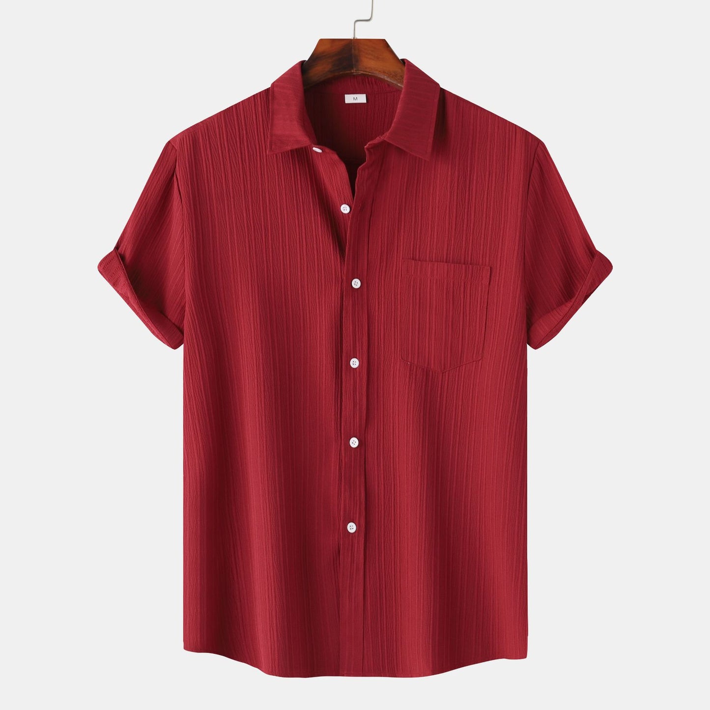 Men's Polo Collar Short Sleeve Shirt - BENJAMINS Wine Red / L