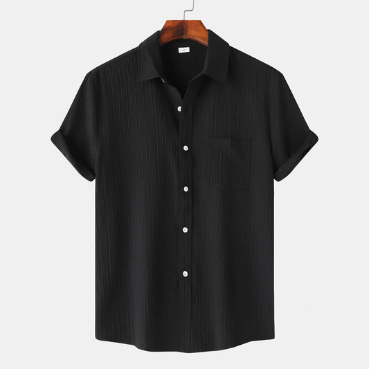 Men's Polo Collar Short Sleeve Shirt - BENJAMINS Black / L