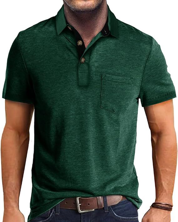 Short Sleeve Lapel T-shirt - BENJAMINS Green / L