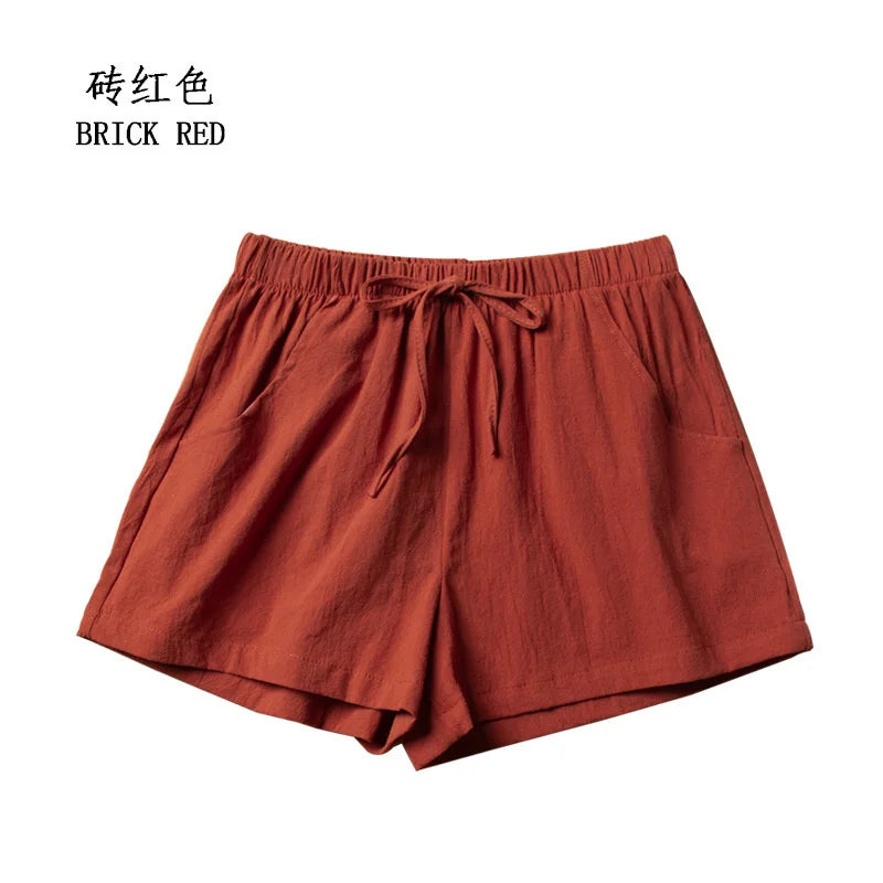 Casual Linen Shorts for Women - BENJAMINS Brick Red / S 40-50kg