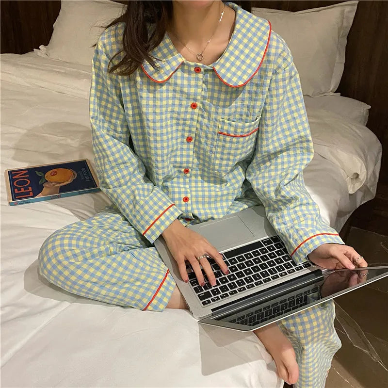 Sleepwear Pajamas For Summer - BENJAMINS Blue Grid / XL