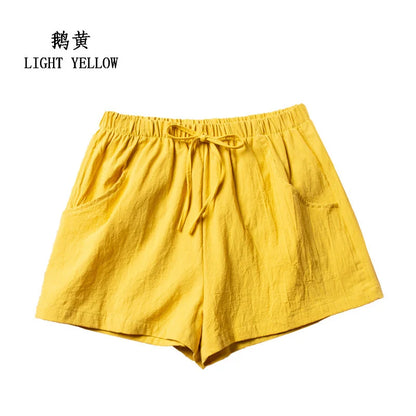 Casual Linen Shorts for Women - BENJAMINS Yellow / S 40-50kg