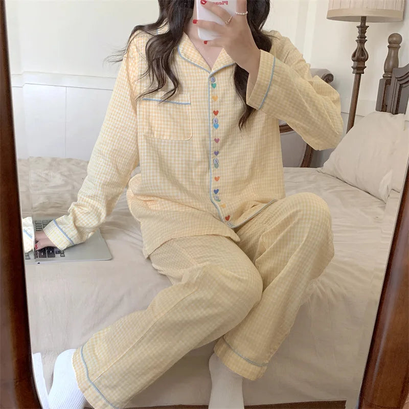 Sleepwear Pajamas For Summer - BENJAMINS Yellow Grid / M