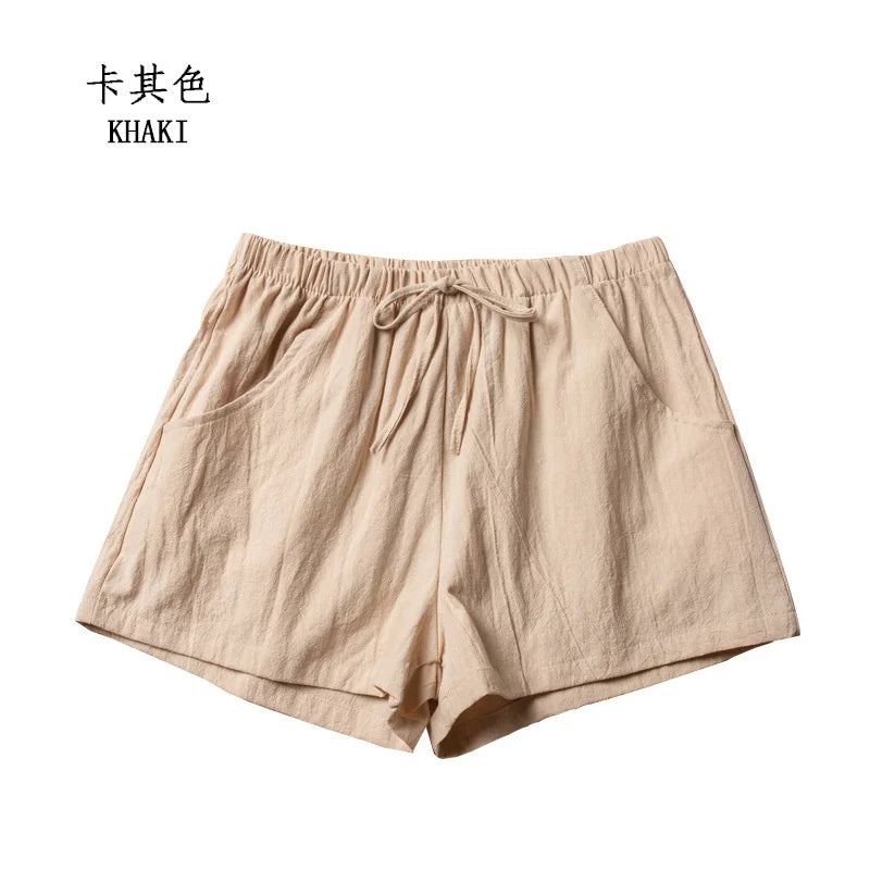 Casual Linen Shorts for Women - BENJAMINS Khaki / L 60-70kg