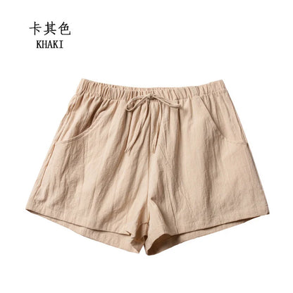 Casual Linen Shorts for Women - BENJAMINS Khaki / L 60-70kg