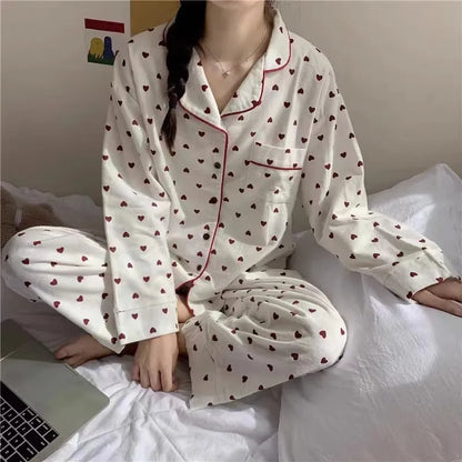 Sleepwear Pajamas For Summer - BENJAMINS White Hearts / M