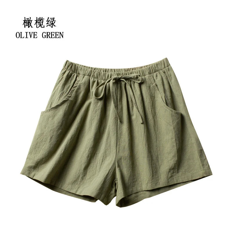 Casual Linen Shorts for Women - BENJAMINS Olive Green / S 40-50kg